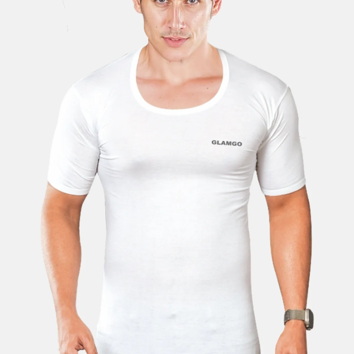 Glamgo Round Neck Sleeve Men's Vest White
